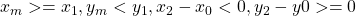 x_{m} >= x_{1}, y_{m} < y_{1}, x_{2} - x_{0} < 0, y_{2} - y{0} >= 0 